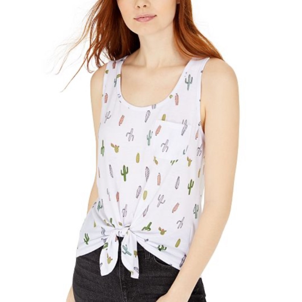 Rebellious One Tie Front Cactus Tank